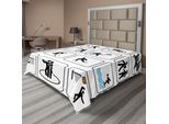 Abakuhaus Lenzuolo Olympia, Sport Competizione Giochi Cartelli Danza Equitazione Bowling Atletica Leggera Tema, Lenzuolo Morbido E Confortevole Per Un Letto Decorativo 1 Pezzo 260 Cm X 228 Cm, Bianco Nero