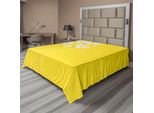 Abakuhaus Lenzuolo Giallo, Motivo Floreale Primaverile Su Sfondo Pulito, Prati Fioriti, Stampa Artistica Scenografica, Lenzuolo Morbido E Confortevole Per Un Letto Decorativo, 1 Pezzo, 244 Cm X 205 Cm, Giallo E Bianco