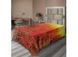 Abakuhaus Lenzuolo Arancione Bruciato, Mosaico Artistico Moderno Con Texture, Piccoli Riquadri E Linee, Illustrazione, Lenzuolo Morbido E Confortevole Per Un Letto Decorativo, 1 Pezzo, 260 Cm X 168 Cm, Giallo Arancione