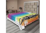Abakuhaus Lenzuolo Olympia, Illustrazione Di Maratoneta Femminile Su Strisce Verticali Colorate, Morbido E Confortevole Lenzuolo Superiore Per Un Letto Decorativo 1 Pezzo 260 Cm X 228 Cm, Arancione Viola Blu