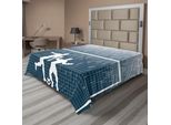 Abakuhaus Lenzuolo Da Calcio, Illustrazione Di Una Folla Festante Che Fa Il Tifo Durante Una Partita Di Calcio, Lenzuolo Morbido E Confortevole Per Un Letto Decorativo 1 Pezzo 260 Cm X 228 Cm, Blu E Bianco