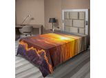 Abakuhaus Lenzuolo Wolken, Tramonto Paesaggio Sopra Le Nuvole Tempo Segreto Immaginario Atterra Meraviglie Naturali, Lenzuolo Morbido E Confortevole Per Un Letto Decorativo 1 Pezzo 260 Cm X 168 Cm, Arancione
