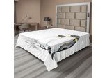 Abakuhaus Lenzuolo Con Animali Marini, Disegno A Mano, Pinguini, Uccelli Acquatici, Polo Sud, Stampa Selvaggia, Lenzuolo Morbido E Confortevole Per Un Letto Decorativo, 1 Pezzo, 266 Cm X 260 Cm, Bianco E Nero