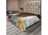 Abakuhaus Lenzuolo, Colonna Del Vecchio Ponte Di Pietra In Campagna Immagine Di Architettura Storica, Lenzuolo Morbido E Confortevole Per Un Letto Decorativo 1 Pezzo 260 Cm X 228 Cm, Marrone Verde