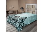 Abakuhaus Lenzuolo In Damasco, Motivo Damascato Moderno, Linee Artistiche, Colori Regali, Motivo Floreale Audace, Lenzuolo Morbido E Confortevole Per Un Letto Decorativo, 1 Pezzo, 190 Cm X 100 Cm, Blu Nero