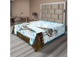 Abakuhaus Lenzuolo Seagulls, Gabbiani, Su Colonne Di Legno, Sfondo Con Stampa Grungy, Morbido E Confortevole Lenzuolo Superiore Per Un Letto Decorativo, 1 Pezzo, 275 Cm X 260 Cm, Marrone, Bianco, Blu