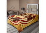 Abakuhaus Lenzuolo Vintage, Auto D'epoca Simbolismo Americano Statua Della Libertà Stampa Su Carta Antica, Lenzuolo Morbido E Confortevole Per Un Letto Decorativo 1 Pezzo 260 Cm X 168 Cm, Giallo Rosso Marrone