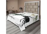 Abakuhaus Lenzuolo Con Corna Di Cervo, Alce, Cervo Rosso, Cerbiatto, Silhouette, Sfondo Bosco, Tema Habitat Naturale, Lenzuolo Morbido E Confortevole Per Un Letto Decorativo, 1 Pezzo, 260 Cm X 228 Cm, Verde Nero