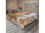 Abakuhaus Lenzuolo Mediterraneo, Centro Storico In Toscana, Villaggio Storico Mediterraneo, Città In Pietra, Foto, Lenzuolo Morbido E Confortevole Per Un Letto Decorativo, 1 Pezzo, 266 Cm X 260 Cm, Color Cuoio