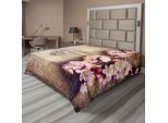 Abakuhaus Lenzuolo Con Fiori, Stampa Romantica E Naturale Con Fiori Primaverili, Tavolo In Legno, Paesaggio Rurale, Lenzuolo Morbido E Confortevole Per Un Letto Decorativo, 1 Pezzo, 275 Cm X 260 Cm, Rosa