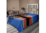Abakuhaus Lenzuolo Naturale, Maestoso Albero In Fiore Al Tramonto Con Riflessi D'acqua, Lenzuolo Morbido E Confortevole Per Un Letto Decorativo 1 Pezzo 260 Cm X 168 Cm, Arancione Blu