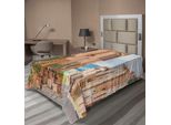 Abakuhaus Lenzuolo Mediterraneo, Centro Storico In Toscana, Villaggio Storico Mediterraneo, Città In Pietra, Foto, Lenzuolo Morbido E Confortevole Per Un Letto Decorativo, 1 Pezzo, 190 Cm X 100 Cm, Color Cuoio