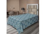 Abakuhaus Lenzuolo In Damasco, Motivo Ornamentale In Damasco Stile Vittoriano Barocco Motivi Biologici Stencil Artistico, Lenzuolo Morbido E Confortevole Per Un Letto Decorativo 1 Pezzo 260 Cm X 168 Cm, Blu Bianco