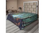 Abakuhaus Lenzuolo Mistico, Riflesso Bizzarro Della Foresta Nel Lago Profondo Arte Mistica Illustrazione Surreale, Lenzuolo Morbido E Confortevole Per Un Letto Decorativo 1 Pezzo 266 Cm X 260 Cm, Marrone Verde Acqua