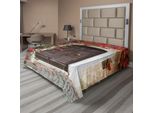 Abakuhaus Lenzuolo Marocchino, Antica Porta Di Legno Circondata Da Fiori Stampa Artistica Medievale Italiana Europea, Morbido E Confortevole Lenzuolo Superiore Per Un Letto Decorativo 1 Pezzo 260 Cm X 228 Cm, Multicolore