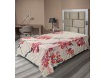 Abakuhaus Lenzuolo Con Fiori, Fiori Di Ciliegio Sakura Stile Orientale Antico Stampa A Tema Vintage, Lenzuolo Morbido E Confortevole Per Un Letto Decorativo 1 Pezzo 190 Cm X 100 Cm, Rosa Beige Grigio
