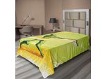 Abakuhaus Lenzuolo Da Baseball, Giocatore Di Baseball Che Colpisce La Palla, Atleti, Lanciatori, Lega, Squadra, Illustrazione Artistica, Lenzuolo Morbido E Confortevole Per Un Letto Decorativo, 1 Pezzo, 260 Cm X 168 Cm, Verde Giallo