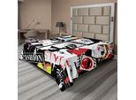 Abakuhaus Lenzuolo Femminile, Illustrazione Stilizzata Alla Moda Per Ragazze, Modello Moderno Brillante, Stampa Artistica Ritratto, Lenzuolo Morbido E Confortevole Per Un Letto Decorativo, 1 Pezzo 260 Cm X 228 Cm, Nero E Rosso