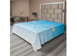Abakuhaus Lenzuolo Seagulls, Gabbiani, Su Sfondo Cielo Sfumato Con Nuvole Disegnate A Mano, Morbido E Confortevole Lenzuolo Superiore Per Un Letto Decorativo, 1 Pezzo, 244 Cm X 205 Cm, Bianco E Blu