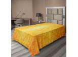 Abakuhaus Lenzuolo Giallo, Motivo Antico Con Decorazioni Floreali Vintage, Lenzuolo Morbido E Confortevole Per Un Letto Decorativo, 1 Pezzo, 260 Cm X 168 Cm, Calendula