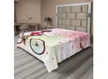 Abakuhaus Lenzuolo Femminile, Ragazza In Bicicletta, Tra I Ciliegi In Fiore, Natura Primaverile In Fiore, Lenzuolo Morbido E Confortevole Per Un Letto Decorativo 1 Pezzo 260 Cm X 228 Cm, Verde Rosa