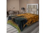Abakuhaus Lenzuolo Con Albero, Un Albero Antico Con Foglie Dorate Nella Foresta Sempreverde Dell'autunno Arte, Lenzuolo Morbido E Confortevole Per Un Letto Decorativo 1 Pezzo 260 Cm X 168 Cm, Terra Giallo Marrone
