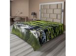 Abakuhaus Lenzuolo Giapponese, Pino Nel Lago Con Pietre Giappone Natura Organica Con Tema Giardino Asiatico, Lenzuolo Morbido E Confortevole Per Un Letto Decorativo 1 Pezzo 275 Cm X 260 Cm, Verde