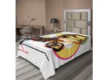 Abakuhaus Lenzuolo Per Moto, Immagine Di Ciclista Su Sfondo Astratto Colorato Con Stampa Moderna, Lenzuolo Morbido E Confortevole Per Un Letto Decorativo 1 Pezzo 260 Cm X 168 Cm, Nero Giallo