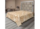 Abakuhaus Lenzuolo Beige, Motivo Etnico Quadrato E Arrotondato In Stile Asiatico Orientale Con Grafica Dimensionale, Lenzuolo Morbido E Confortevole Per Un Letto Decorativo 1 Pezzo 260 Cm X 228 Cm, Color Crema