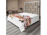 Abakuhaus Lenzuolo Con Motivi Marini, Pesci, Alghe, Stelle Marine, Coralli, Meduse, Vita Marina, Illustrazione Estiva, Lenzuolo Morbido E Confortevole Per Un Letto Decorativo, 1 Pezzo, 244 Cm X 205 Cm, Senape