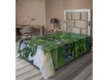 Abakuhaus Lenzuolo Giapponese, Paesaggio Fluviale Con Alberi In Fiore, Pietre E Silenzio Nel Giardino Della Bellezza, Lenzuolo Morbido E Confortevole Per Un Letto Decorativo, 1 Pezzo, 260 Cm X 168 Cm, Verde