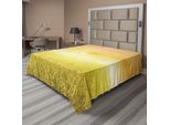 Abakuhaus Lenzuolo Giallo, Campo Di Riso, Fattoria E Paesaggio Agricolo, Raggi Di Sole, Nuvolosità, Morbido E Confortevole Lenzuolo Superiore Per Un Letto Decorativo, 1 Pezzo, 260 Cm X 228 Cm, Beige Giallo