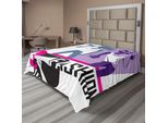 Abakuhaus Lenzuolo Da Letto Femminile, Composizione Ragazze, Megafono Stile Moderno Moda Elegante Tema Arte, Lenzuolo Superiore Morbido E Confortevole Per Un Letto Decorativo 1 Pezzo 275 Cm X 260 Cm, Nero Viola