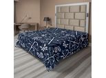 Abakuhaus Lenzuolo Blu Navy, Motivo Floreale Con Tulipani Blu E Foglie E Rami, Stampa Femminile, Lenzuolo Morbido E Confortevole Per Un Letto Decorativo, 1 Pezzo, 244 Cm X 205 Cm, Blu Scuro E Bianco