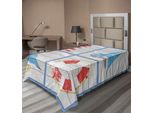 Abakuhaus Lenzuolo Seagulls, Gabbiano, Faro, Salvagente E Barca A Vela, Sfondo In Legno, Lenzuolo Morbido E Confortevole Per Un Letto Decorativo, 1 Pezzo, 190 Cm X 100 Cm, Multicolore