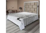 Abakuhaus Lenzuolo Con Albero, Inverno Con Un Albero Nel Campo Innevato E Nella Foresta Nebbiosa Sul Retro Stampa, Lenzuolo Morbido E Confortevole Per Un Letto Decorativo 1 Pezzo 275 Cm X 260 Cm, Bianco Nero