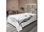 Abakuhaus Lenzuolo Con Animali Marini, Disegno A Mano, Pinguini, Uccelli Acquatici, Polo Sud, Stampa Selvaggia, Lenzuolo Morbido E Confortevole Per Un Letto Decorativo, 1 Pezzo, 260 Cm X 168 Cm, Bianco E Nero