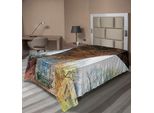Abakuhaus Lenzuolo, Colonna Del Vecchio Ponte Di Pietra In Campagna Immagine Di Architettura Storica, Lenzuolo Morbido E Confortevole Per Un Letto Decorativo 1 Pezzo 260 Cm X 168 Cm, Marrone Verde
