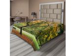 Abakuhaus Lenzuolo Con Motivo Alberi, Terza Stagione Dell'anno Nel Parco Foglie Morte Autunno Inverno Immagine Stagionale, Morbido E Confortevole Lenzuolo Superiore Per Un Letto Decorativo 1 Pezzo 266 Cm X 260 Cm, Verde Giallo