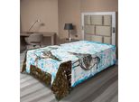 Abakuhaus Lenzuolo Seagulls, Gabbiani, Stampa Grungy Su Colonne Di Legno, Morbido E Confortevole Lenzuolo Superiore Per Un Letto Decorativo, 1 Pezzo, 260 Cm X 168 Cm, Marrone, Bianco, Blu