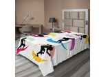 Abakuhaus Lenzuolo Olympia, Silhouette Icone Dello Sport E Dei Giochi, I Saltatori Che Corrono Sdruck Sdruck, Lenzuolo Morbido E Confortevole Per Un Letto Decorativo 1 Pezzo 260 Cm X 168 Cm, Nero Rosso