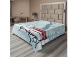 Abakuhaus Lenzuolo Da Letto, Serie Di Panchine Rosse Ghiacciate In Un Sentiero Del Parco Misty Crystalline Nella Foresta Foto, Lenzuolo Morbido E Confortevole Per Un Letto Decorativo 1 Pezzo 275 Cm X 260 Cm, Bianco