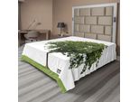 Abakuhaus Lenzuolo Da Letto, Panchina Sotto Un Albero Maestoso Che Sembra Un Simbolo Di Solitudine Nel Design Dell'ambiente Abitativo, Lenzuolo Morbido E Confortevole Per Un Letto Decorativo 1 Pezzo 275 Cm X 260 Cm, Verde Bianco