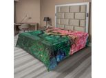 Abakuhaus Lenzuolo Giapponese, Foglia Di Acero Rosso Invecchiata Con Muschio, Paesaggio Di Giardino Asiatico In Autunno, Erba, Natura, Lenzuolo Morbido E Confortevole Per Un Letto Decorativo, 1 Pezzo, 260 Cm X 228 Cm, Verde