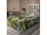 Abakuhaus Lenzuolo Naturale, Paesaggio Con Una Vecchia Casa, Un Lago E Un Villaggio Retrò, Lenzuolo Morbido E Confortevole Per Un Letto Decorativo, 1 Pezzo, 190 Cm X 100 Cm, Verde