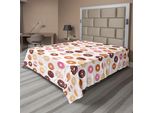 Abakuhaus Lenzuolo, Ciambelle E Piccoli Cuori Motivo Dessert Colorati E Deliziosi Stampa Artistica, Lenzuolo Morbido E Confortevole Per Un Letto Decorativo 1 Pezzo 260 Cm X 228 Cm, Rosa