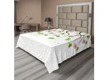 Abakuhaus Lenzuolo Con Fiori, Ramo Con Foglie E Fiori, Illustrazione Cartoon, Infanzia Felice, Estate, Natura, Arte, Lenzuolo Morbido E Confortevole Per Un Letto Decorativo, 1 Pezzo, 244 Cm X 205 Cm, Verde Rosa