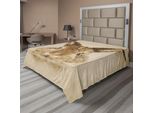 Abakuhaus Lenzuolo Geometrico, Ritratto Con Punti Geometrici Digitali, Coniglietto Vintage Colorato, Lenzuolo Morbido E Confortevole Per Un Letto Decorativo, 1 Pezzo, 266 Cm X 260 Cm, Marrone Chiaro