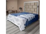 Abakuhaus Lenzuolo Nautico, Uno Yacht Nell'oceano Realizzato E Modellato Con Soffici Nuvole Nel Cielo Immaginario, Morbido E Confortevole Lenzuolo Superiore Per Un Letto Decorativo 1 Pezzo 260 Cm X 228 Cm, Blu Bianco