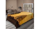 Abakuhaus Lenzuolo Con Albero, Albero Del Deserto Al Tramonto Sunny Hot Summer Day Safari Paesaggio Immagine Stampata, Lenzuolo Morbido E Confortevole Per Un Letto Decorativo 1 Pezzo 260 Cm X 168 Cm, Arancione Marrone